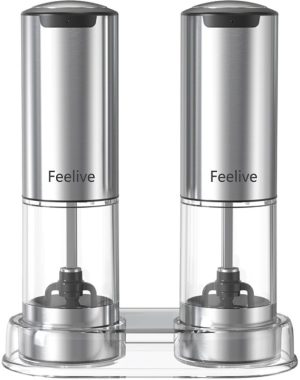 Feelive Rechargeable Pepper And Salt Grinder 2 Set With Stand