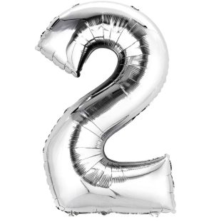 Casey 102cm Silver Balloon Number 2