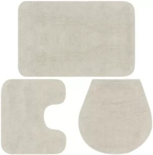 Casey Bathroom Cream 3 Piece Mat Set
