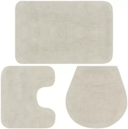 Casey Bathroom Cream 3 Piece Mat Set 1 Casey Bathroom Cream 3 Piece Mat Set