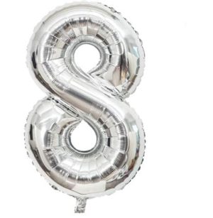 Casey 102cm Silver Balloon Number 8