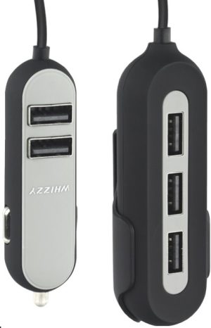 Whizzy Black 5 Port USB Family Car Charger