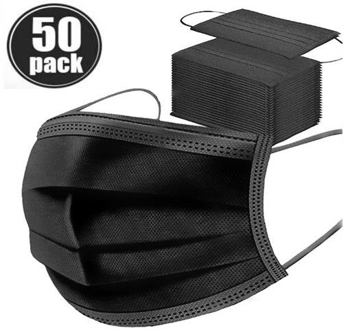 Casey 3 Ply Disposable Face Mask with Earloop 50 Per Pack - black 1 Casey 3 Ply Disposable Face Mask with Earloop 50 Per Pack - black
