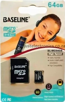 Baseline 64GB MicroSDHC CL10 Memory Card