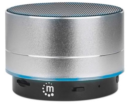 Manhattan Silver Metallic LED Bluetooth Speaker 1 Manhattan Silver Metallic LED Bluetooth Speaker