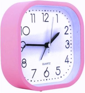 Casey Bedside Square Alarm Clock 12cm Pink