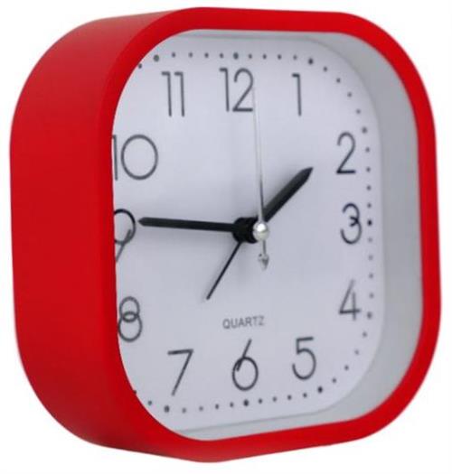 Casey Bedside Square Alarm Clock 12cm Red 1 Casey Bedside Square Alarm Clock 12cm Red