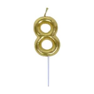 Casey 10cm Gold Numerical Birthday Candle Nr.8