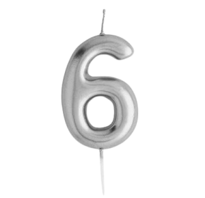 Casey 10cm Silver Numerical Birthday Candle Nr6