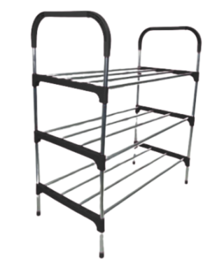 Nordic Black Wind Cross 3 Tier 12 Shoe Steel Rack