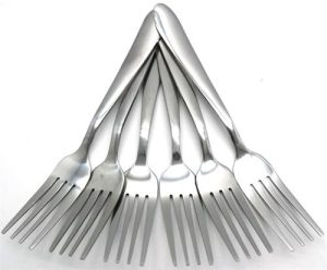 Casey Catering 6 Piece Stainless Steel Dinner Dessert Forks -Plain Design