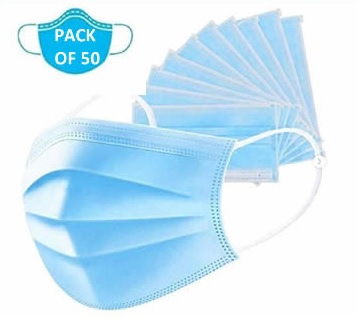 Casey 3 Ply Disposable Face Mask with Earloop 50 Per Pack blue 1 Casey 3 Ply Disposable Face Mask with Earloop 50 Per Pack blue