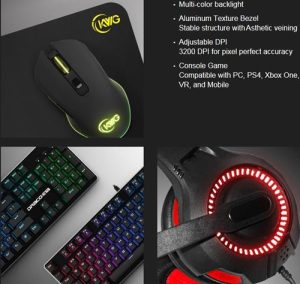 KWG Draco E1A 4 in 1 RGB Multi Colour Backlit Gaming Combo