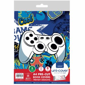 Marlin A4 PreCut Book Covers Cool Gamer 5pack