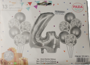 Casey 13pc Silver and White Balloon Set Nr 4