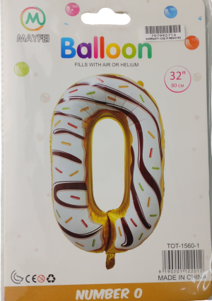 Casey 102cm Donut Balloon Number 0