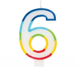 Casey 7cm Multicolor Numerical Birthday Candle Nr.6