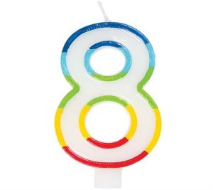 Casey 7cm Multicolor Numerical Birthday Candle Nr.8