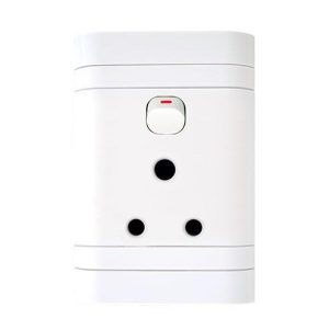 Lesco Single Three-Pin Wall Plug White H100xW50