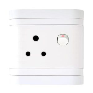 Lesco Single Three-Pin Wall Plug White H100xW100