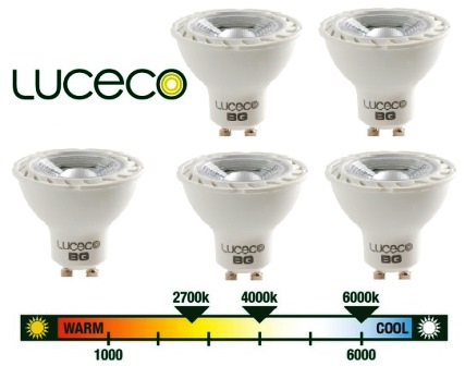 Luceco GU10 5W Warm White 5 Pack LED 370 Lumens 1 Luceco GU10 5W Warm White 5 Pack LED 370 Lumens