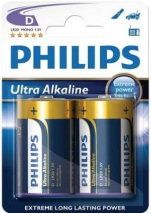 Philips Ultra Alkaline Battery LR20E2B 2 x Type D