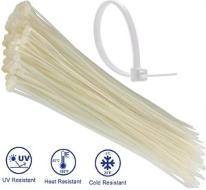 Noble 2.5 x 200mm Pack of 100 White Nylon Cable Ties