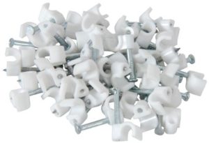 Noble 10mm Round Cable Clips with Nail Pack of 100 White