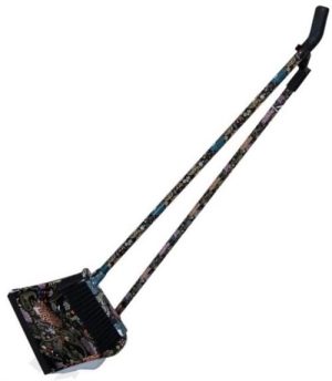 Totally Long Dust Pan Broom Set Black Floral Design