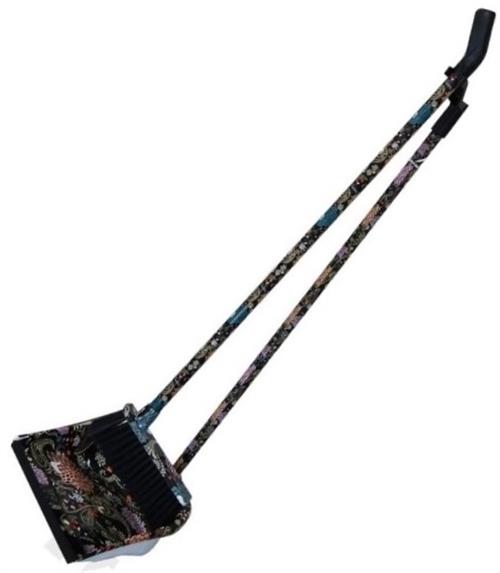 Totally Long Dust Pan Broom Set Black Floral Design 1 Totally Long Dust Pan Broom Set Black Floral Design