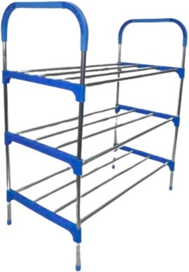 Nordic Blue Wind Cross 3 Tier 12 Shoe Steel Rack