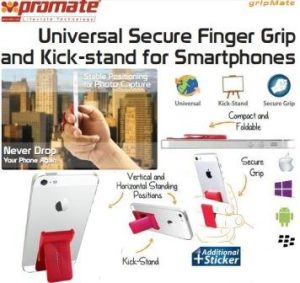 Promate Gripmate Universal Smartphone Finger Grip and Kickstand Maroon
