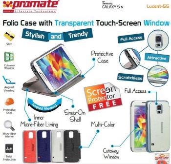Promate Blue Lucent S5 Bookcover with Touch Screen 1 Promate Blue Lucent S5 Bookcover with Touch Screen