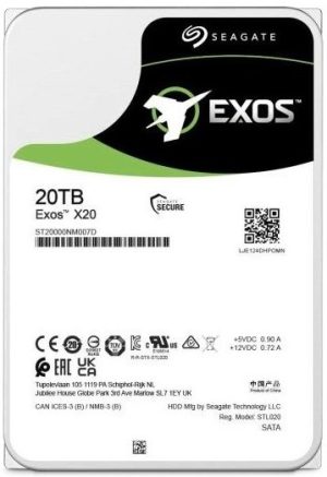 Seagate Exos X20 3.5 Inch 20TB SATA Hard Drive Disk