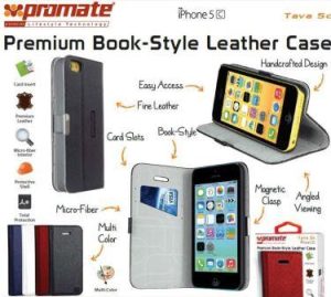 Promate Black Tava 5C Book-Style Flip Case