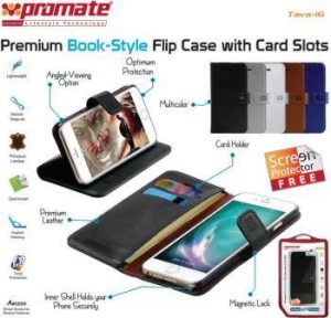 Promate White Tava-i6 Premium Book-Style Flip Case